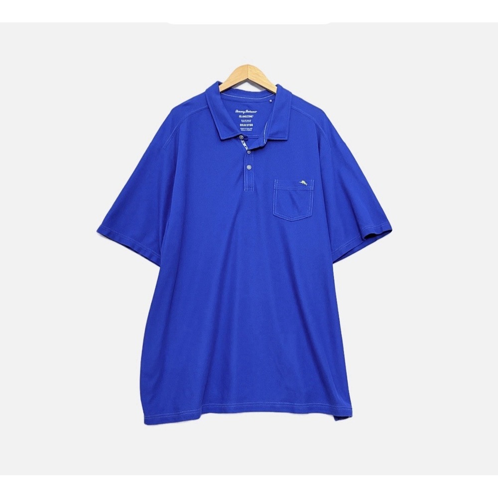 Tommy Bahama Polo Shirt Mens Big 3XLB Blue IslandZone Supima Golf Casual Pocket